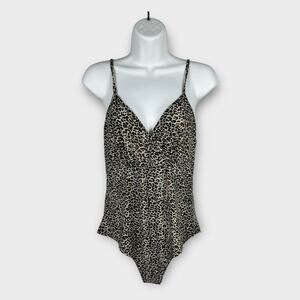 Shein Bodysuit stretchy soft leopard animal print spaghetti strap adj. Large